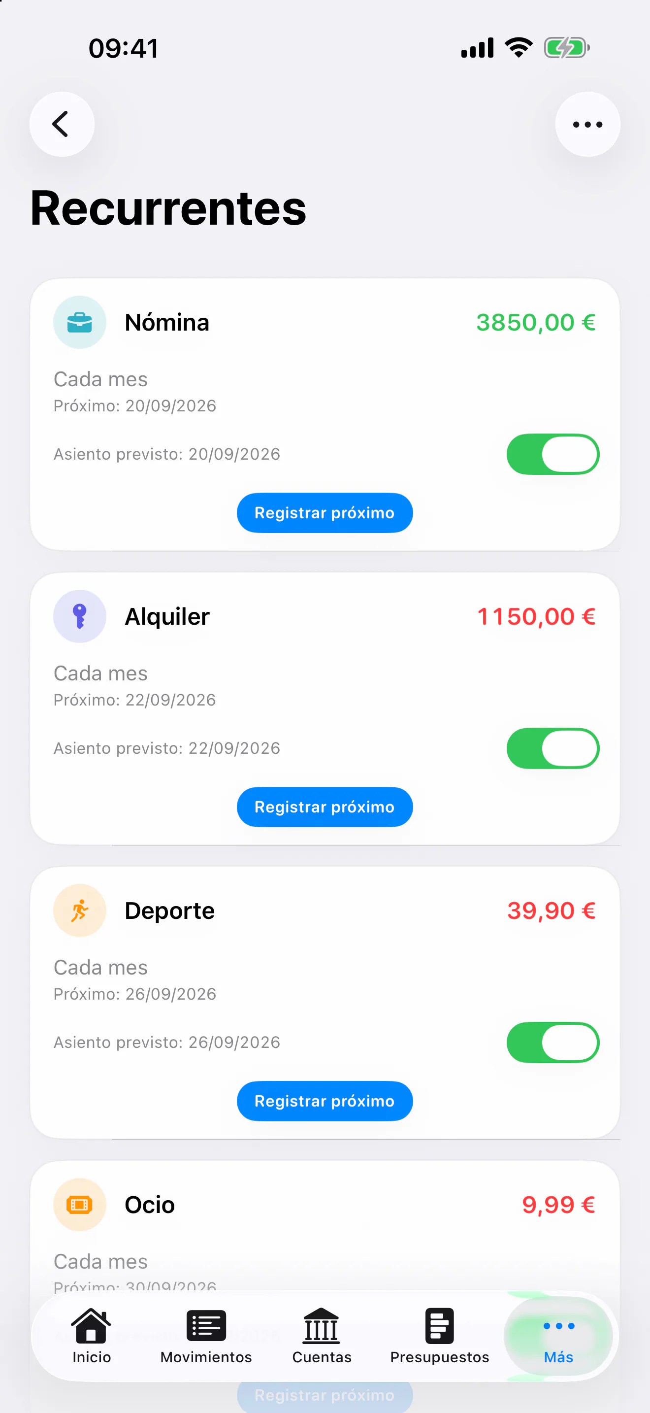 FinZenFlow: Operaciones recurrentes